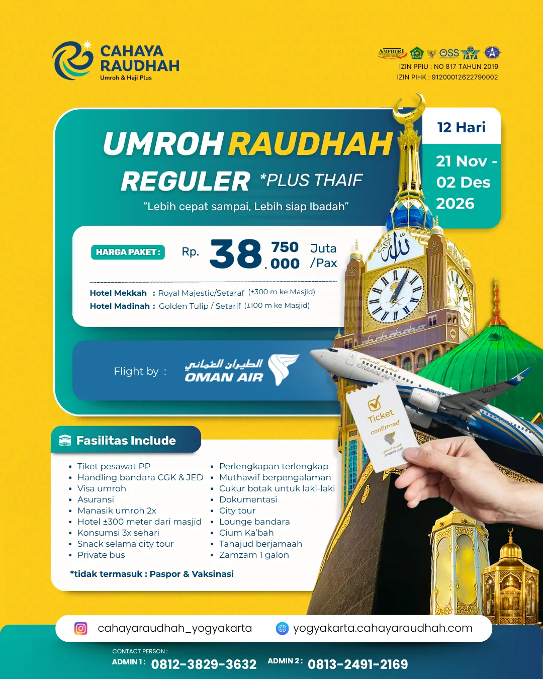 Umroh Raudhah Plus Thaif 21 Nov 2026